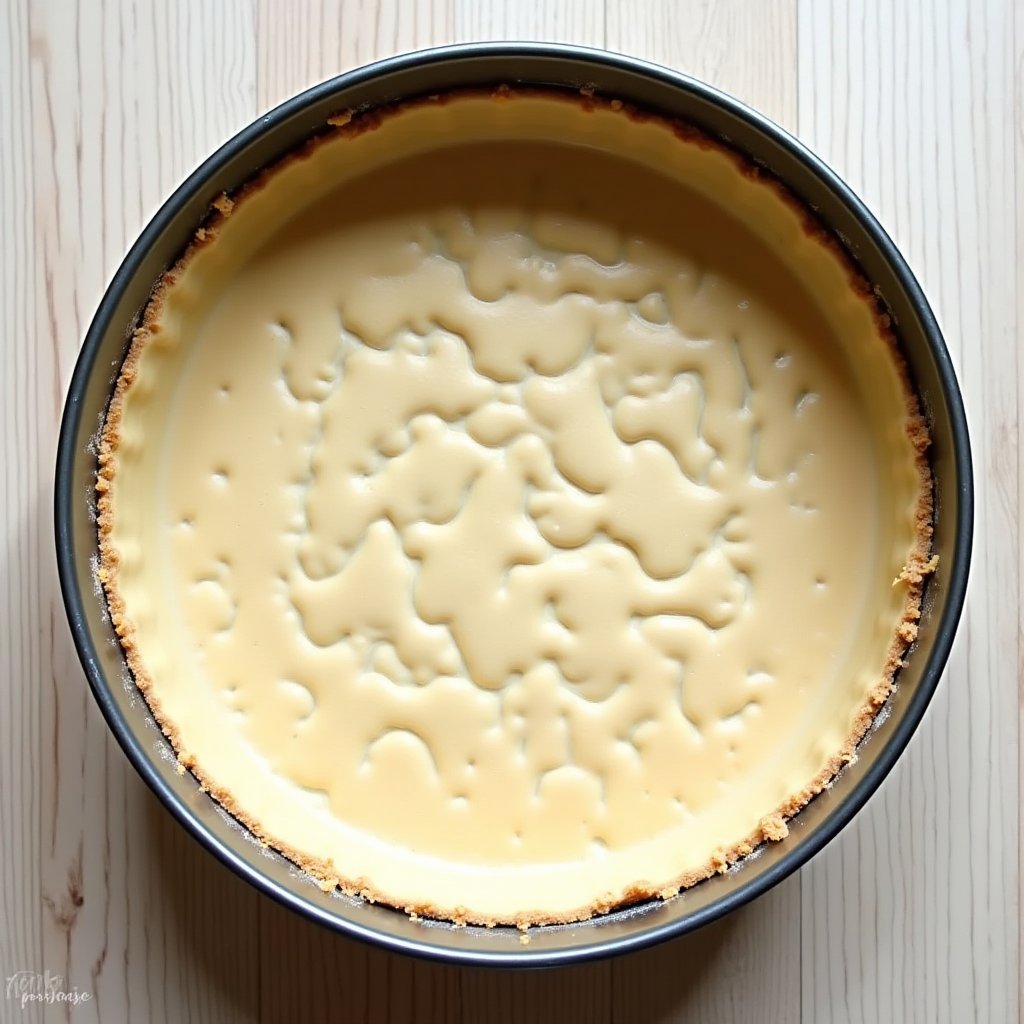 Pressed almond flour cheesecake crust in a 9-inch springform pan