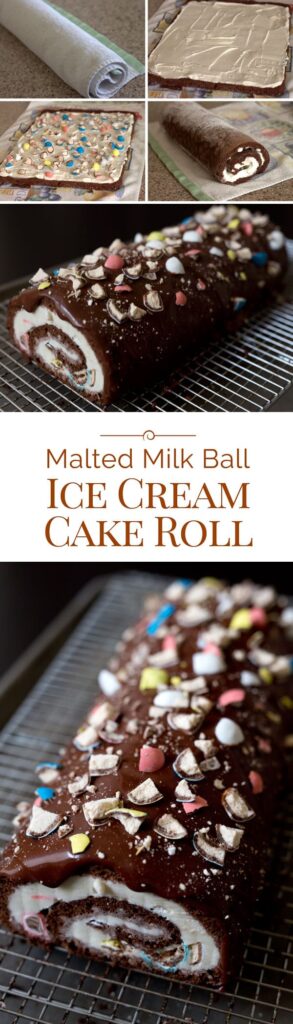 Malted Milk Ball Ice Cream Cake Roll