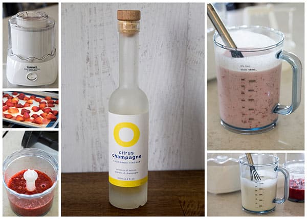 Strawberry Balsamic Ice Cream Ingredients Collage