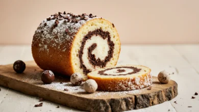 Malted Milk Ball Ice Cream Cake Roll