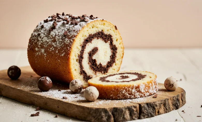 Malted Milk Ball Ice Cream Cake Roll