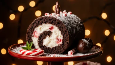 Easy Chocolate Peppermint Ice Cream Cake Roll for Holidays