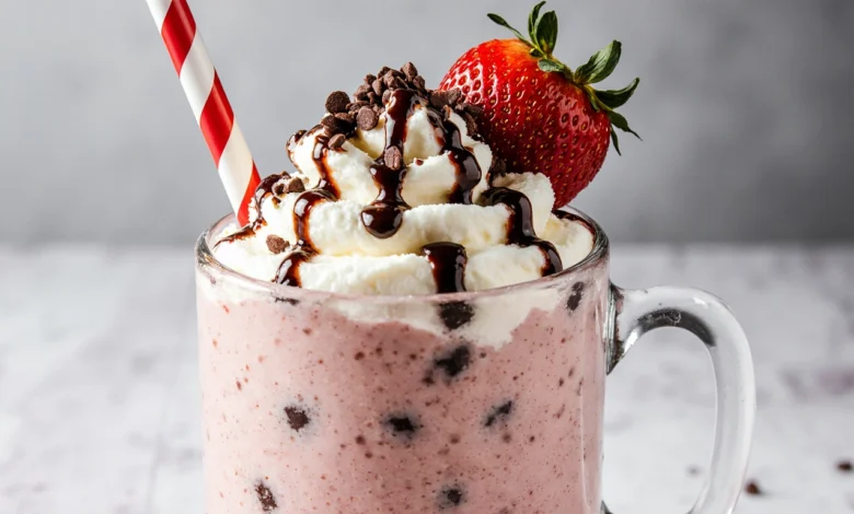 Easy Thick Strawberry Chocolate Chip Milkshake Recipe