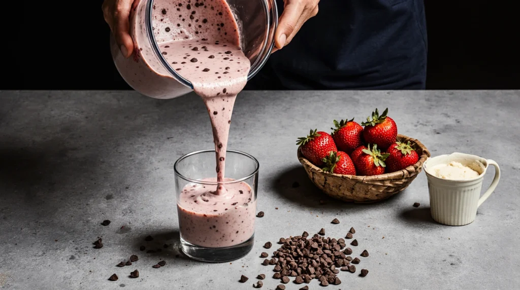 Easy Thick Strawberry Chocolate Chip Milkshake Recipe