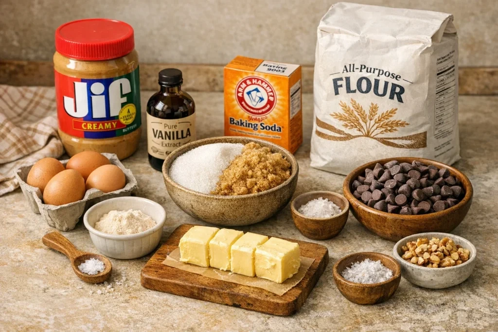 Easy peanut butter and chocolate chip cookies Recipe