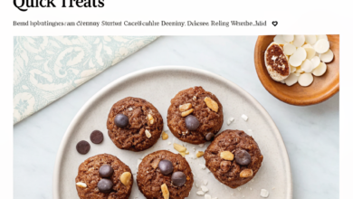 Plate of chocolate oatmeal no-bake cookies with glossy chocolate drizzle