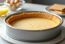 Golden graham cracker crumb crust pressed into a 9-inch springform pan, ready for cheesecake filling
